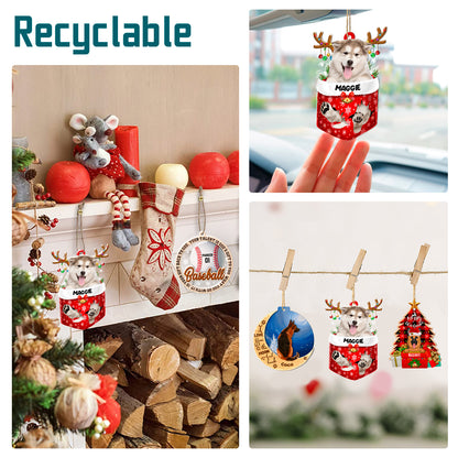 Personalized Alaskan Malamute In Snow Pocket Christmas Acrylic Ornament