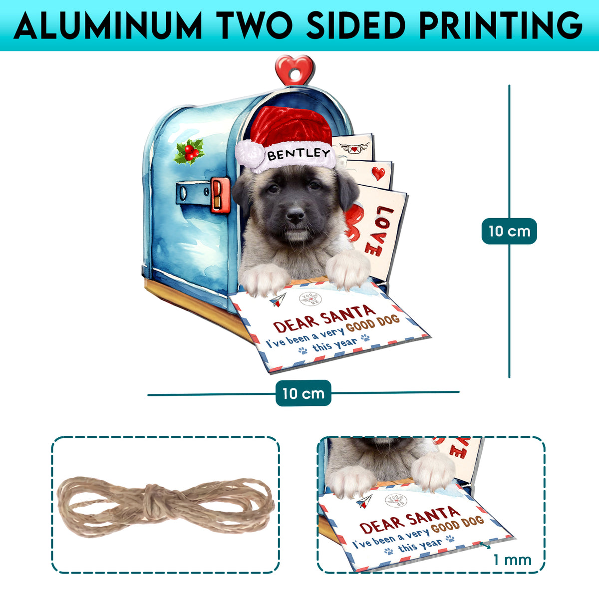 Personalized Anatolian Shepherd In Mailbox Christmas Aluminum Ornament