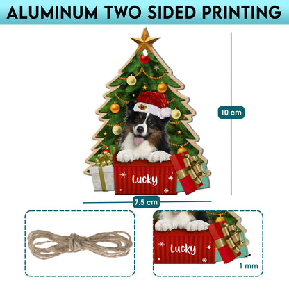 Personalized Australian Shepherd Christmas Tree Aluminum Ornament