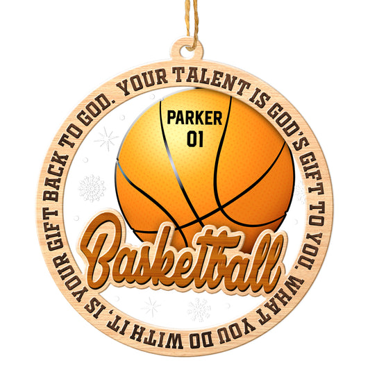 Personalized Basketball 2-Layer Wood & Acrylic Christmas Ornament