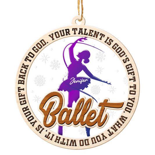 Personalized Ballet 2-Layer Wood & Acrylic Christmas Ornament
