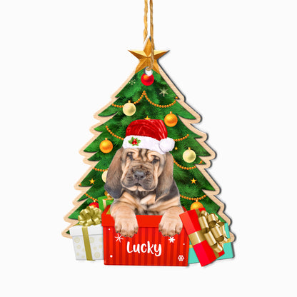 Personalized Blood Hound Christmas Tree Aluminum Ornament