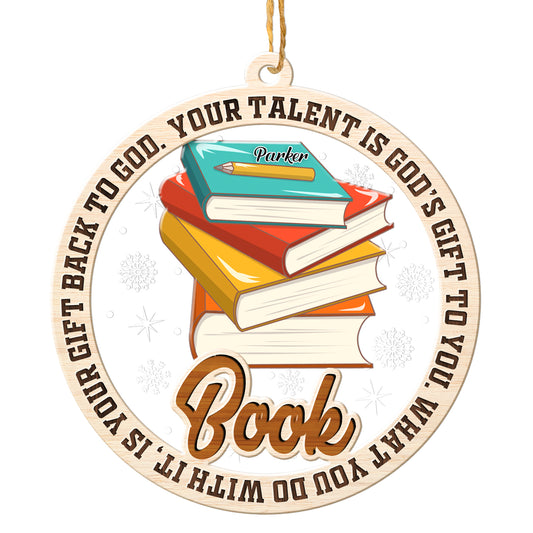 Personalized Reading Books 2-Layer Wood & Acrylic Christmas Ornament