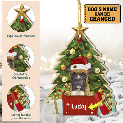 Personalized Boxer Dog Christmas Tree Aluminum Ornament