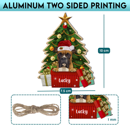 Personalized Boxer Dog Christmas Tree Aluminum Ornament