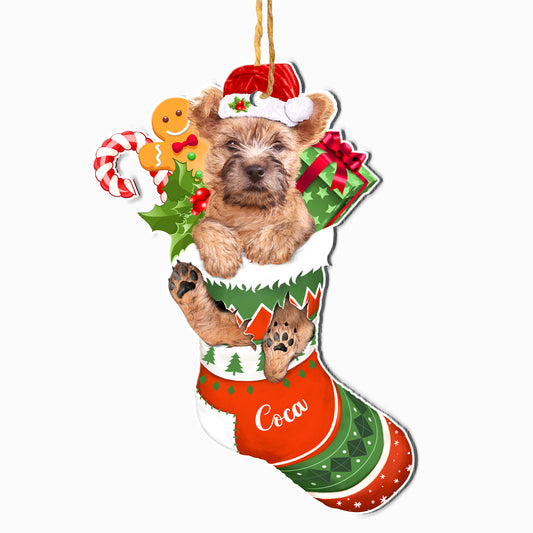 Personalized Cairn Terrier In Christmas Stocking Aluminum Ornament
