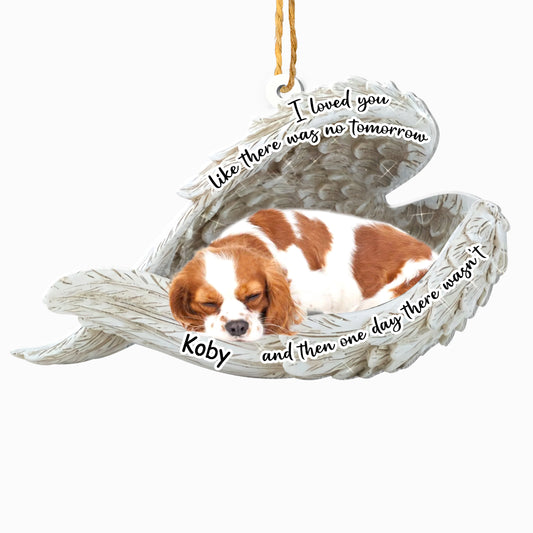Personalized Cavalier King Charles Spaniel Sleeping Angel Memorial Aluminum Ornament