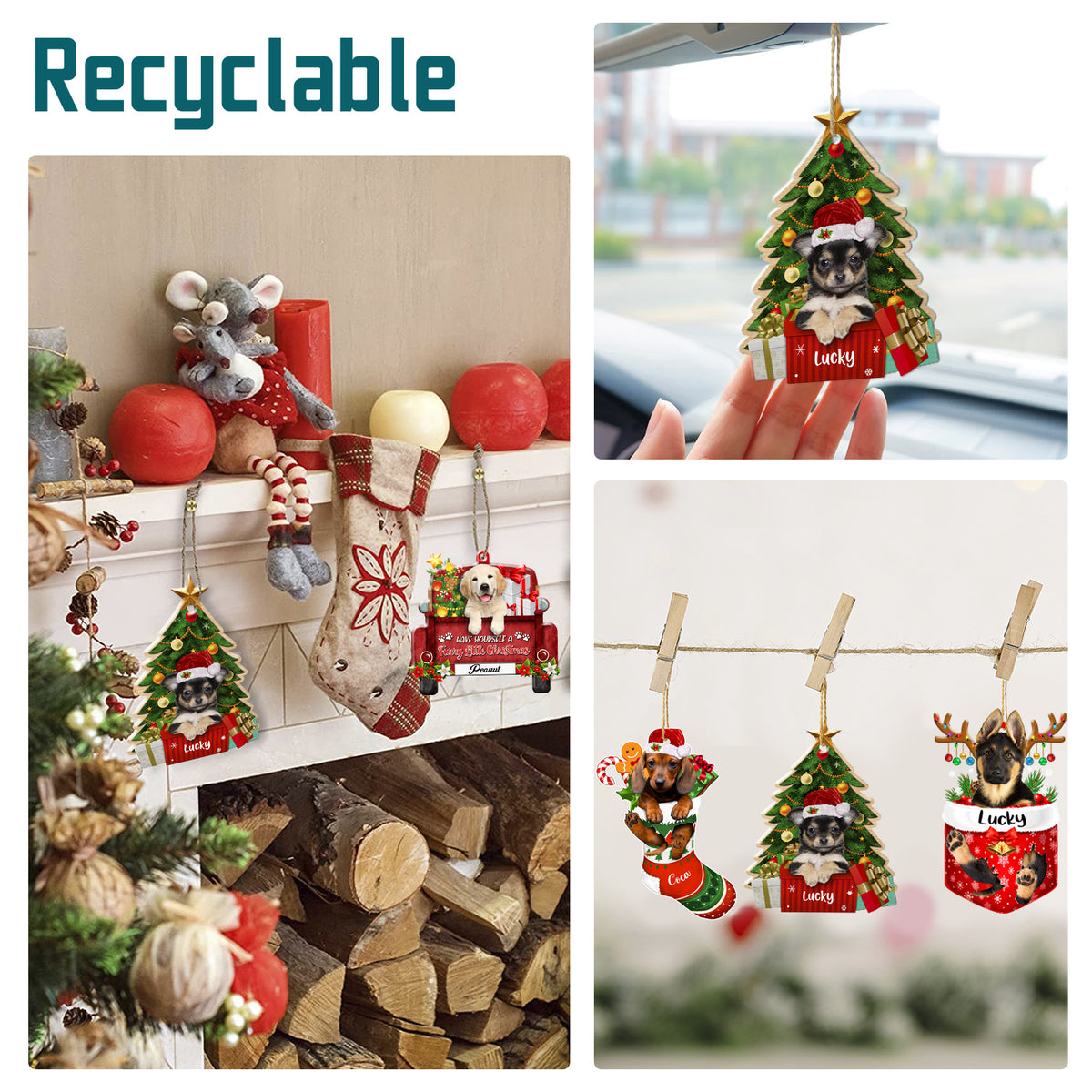 Personalized Chihuahua Christmas Tree Aluminum Ornament