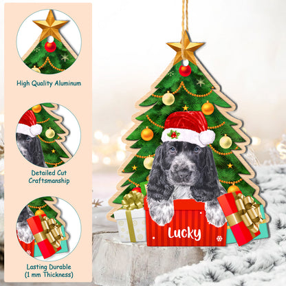 Personalized Black Cocker Spaniel Christmas Tree Aluminum Ornament