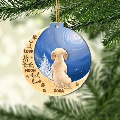 Personalized Brown Dachshund On Moon Aluminum Ornament