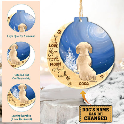 Personalized Brown Dachshund On Moon Aluminum Ornament
