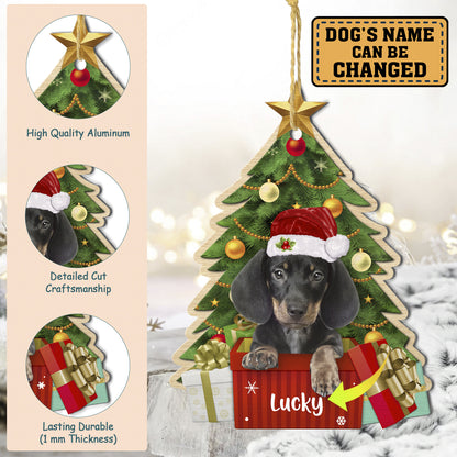 Personalized Black Dachshund Christmas Tree Aluminum Ornament