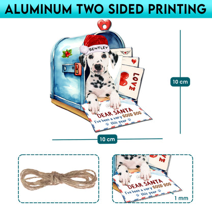 Personalized Dalmatian In Mailbox Christmas Aluminum Ornament