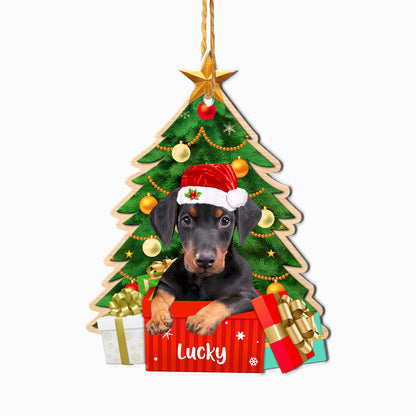 Personalized Doberman Pinscher Christmas Tree Aluminum Ornament