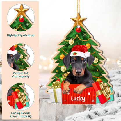 Personalized Doberman Pinscher Christmas Tree Aluminum Ornament