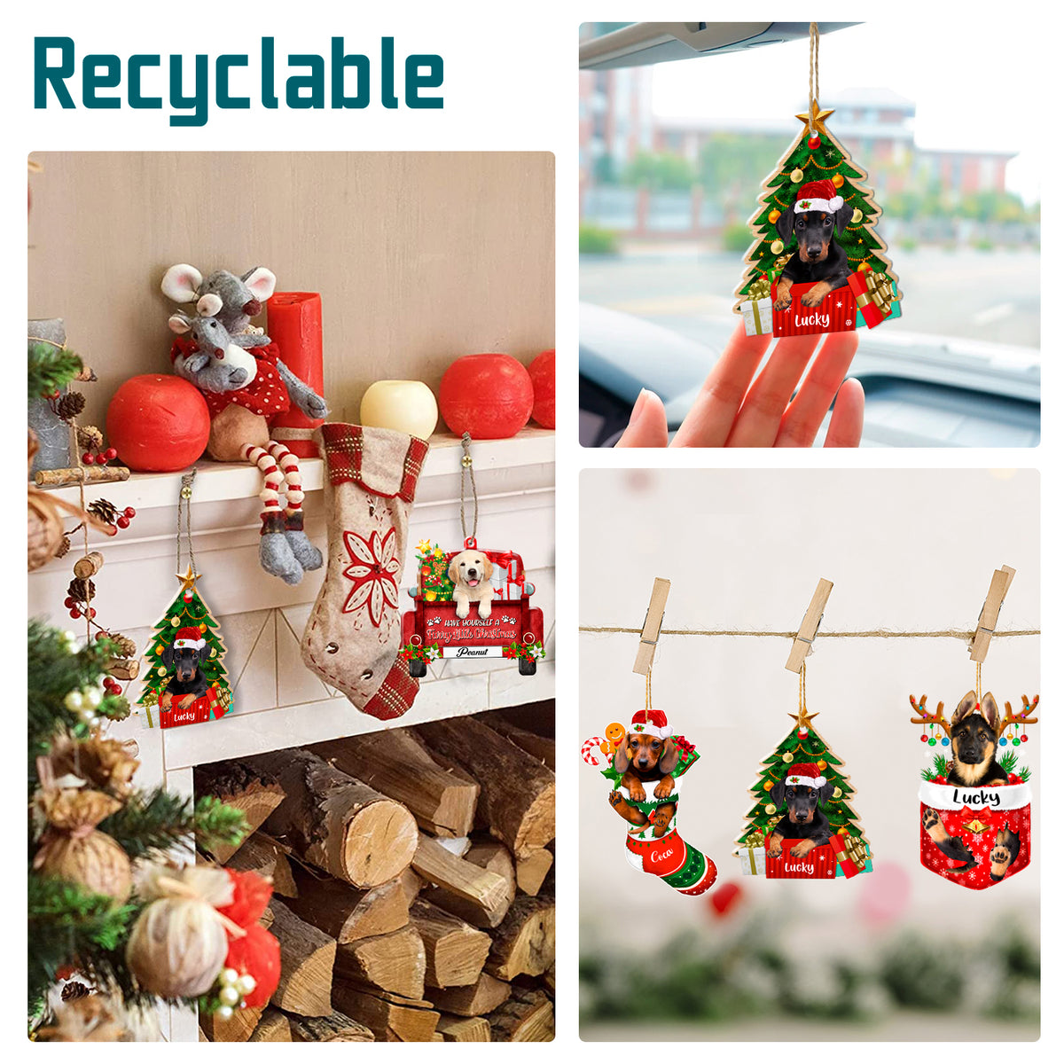 Personalized Doberman Pinscher Christmas Tree Aluminum Ornament