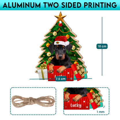 Personalized Doberman Pinscher Christmas Tree Aluminum Ornament