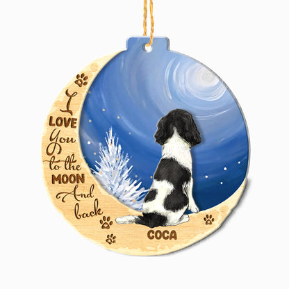 Personalized English Springer Spaniel On Moon Aluminum Ornament