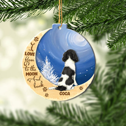 Personalized English Springer Spaniel On Moon Aluminum Ornament