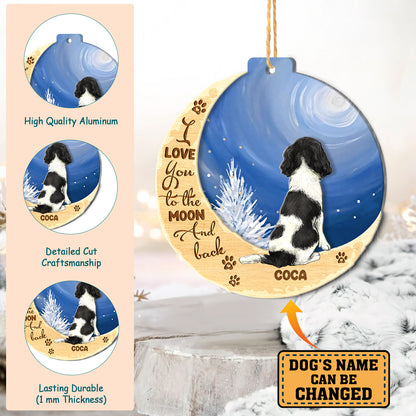 Personalized English Springer Spaniel On Moon Aluminum Ornament