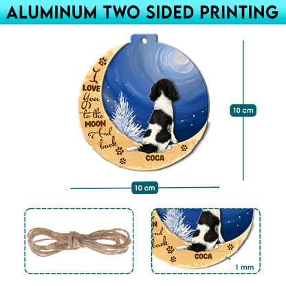 Personalized English Springer Spaniel On Moon Aluminum Ornament