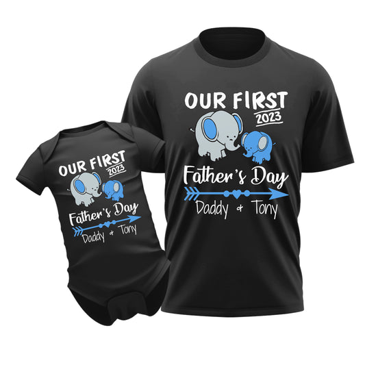Our First Father's Day Elephant Dad & Newborn Custom Matching Outfit