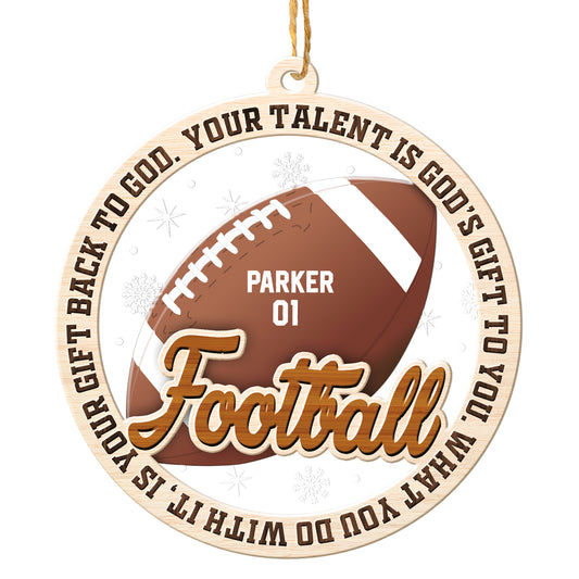 Personalized Football 2-Layer Wood & Acrylic Christmas Ornament