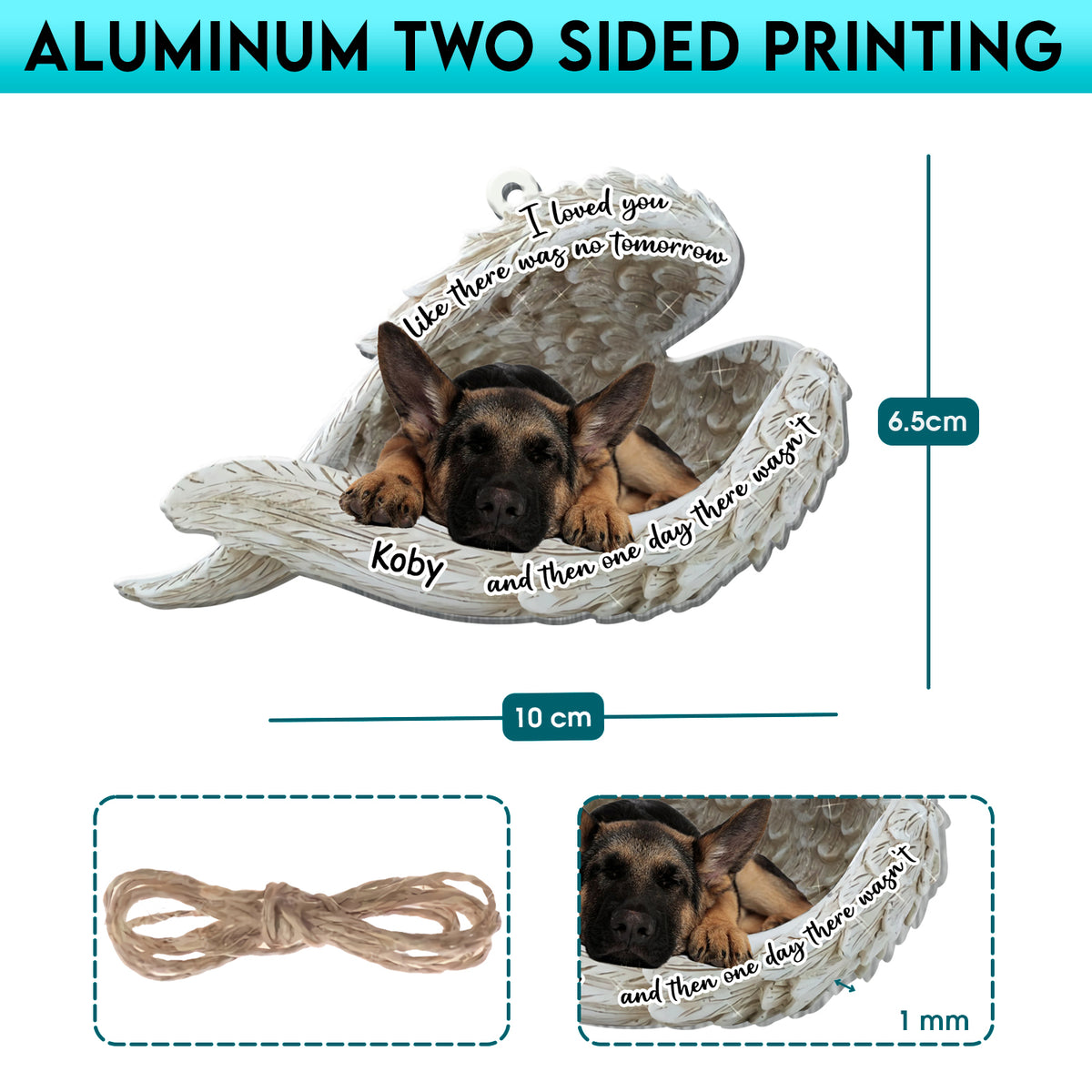 Personalized German Shepherd Sleeping Angel Memorial Aluminum Ornament