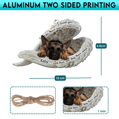 Personalized German Shepherd Sleeping Angel Memorial Aluminum Ornament
