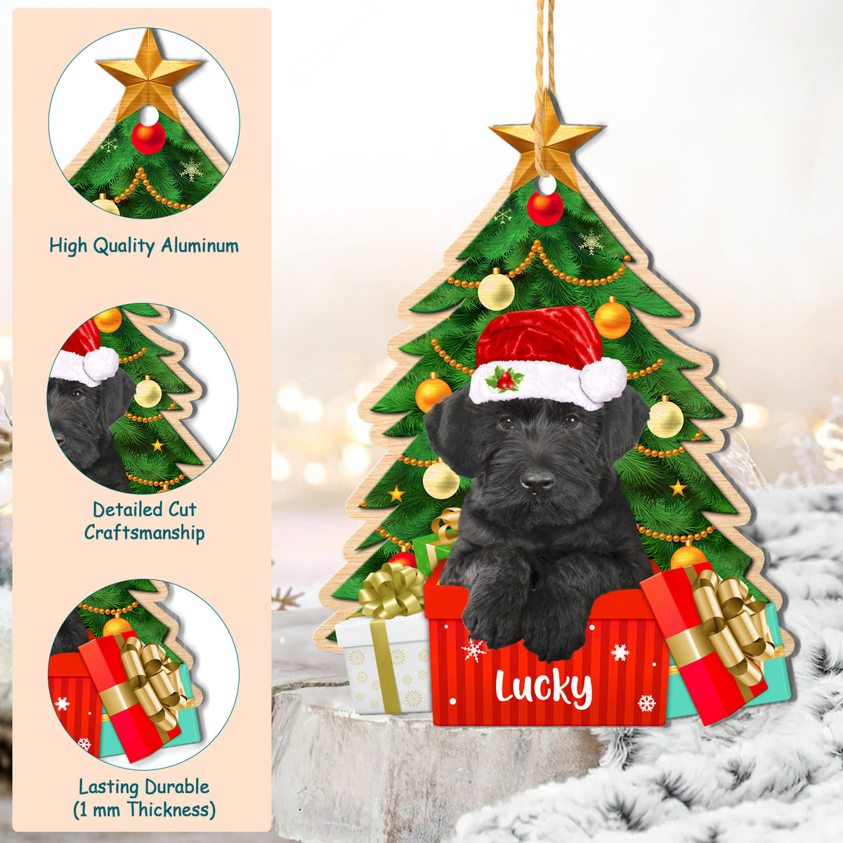 Personalized Giant Schnauzer Christmas Tree Aluminum Ornament