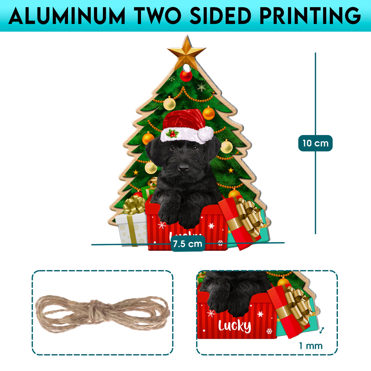 Personalized Giant Schnauzer Christmas Tree Aluminum Ornament