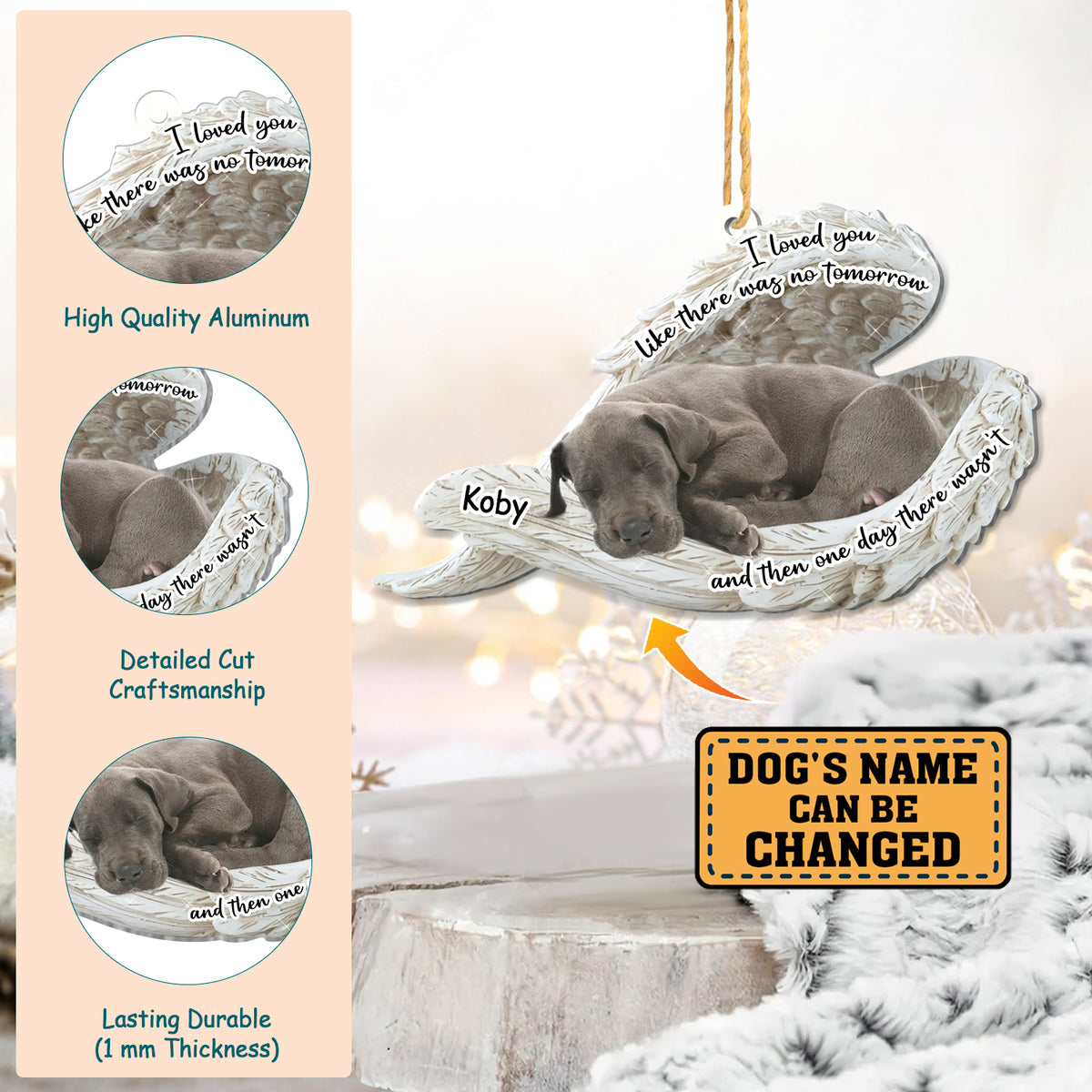 Personalized Great Dane Sleeping Angel Memorial Aluminum Ornament
