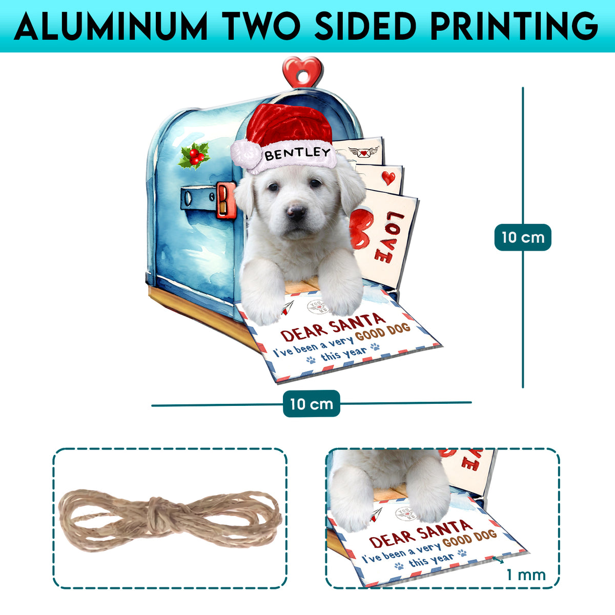 Personalized Great Pyrenees In Mailbox Christmas Aluminum Ornament