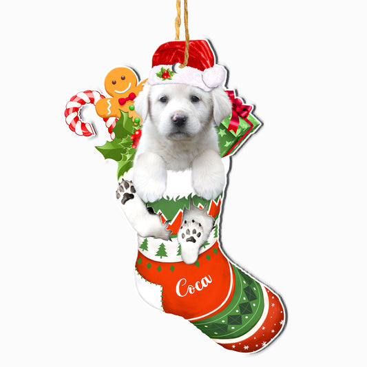 Personalized Great Pyrenees In Christmas Stocking Aluminum Ornament