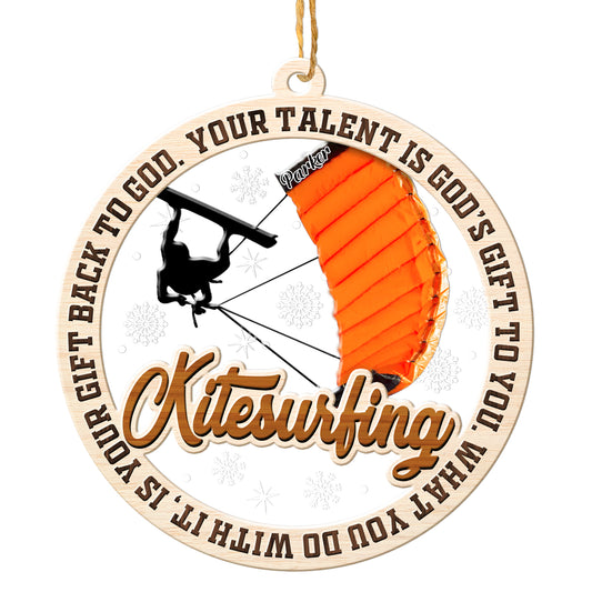 Personalized Kitesurfing 2-Layer Wood & Acrylic Christmas Ornament