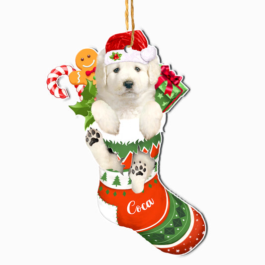 Personalized Kuvasz In Christmas Stocking Aluminum Ornament