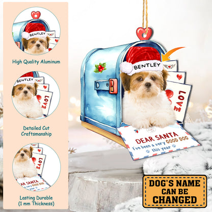 Personalized Lhasa Apso In Mailbox Christmas Aluminum Ornament