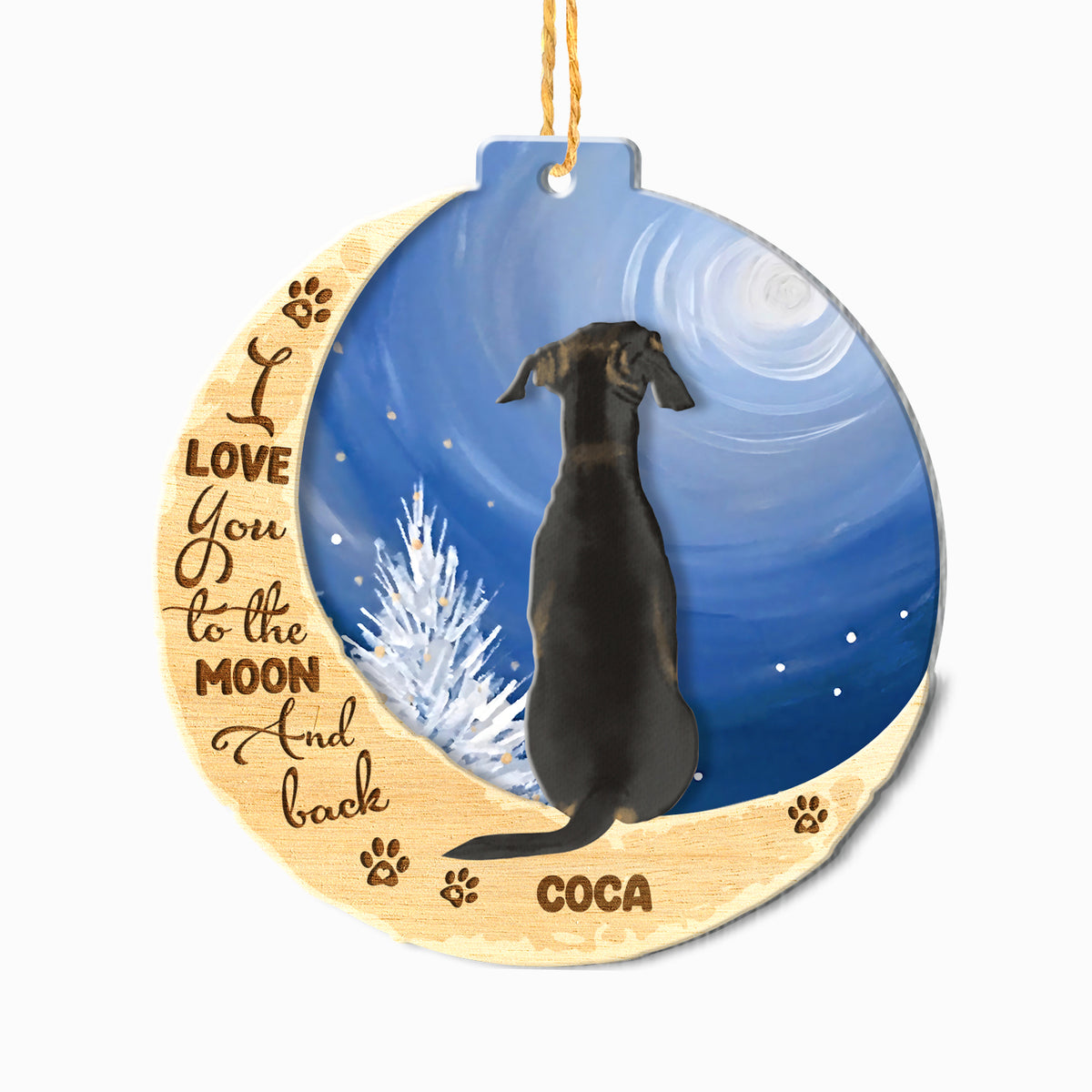 Personalized Miniature Pinscher On Moon Aluminum Ornament