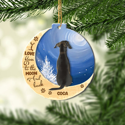 Personalized Miniature Pinscher On Moon Aluminum Ornament