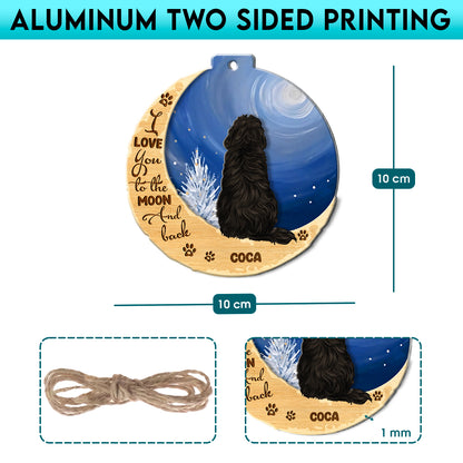 Personalized Newfoundland Dog On Moon Aluminum Ornament