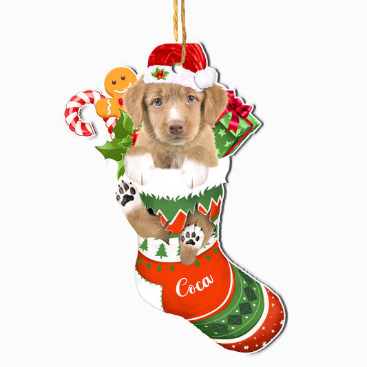 Personalized Nova Scotia Duck Tolling Retriever In Christmas Stocking Aluminum Ornament