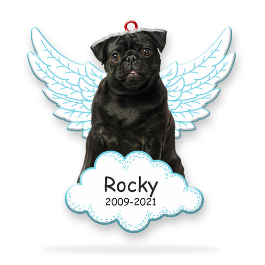 Personalized Pug Angel Wings Memorial Acrylic Ornament
