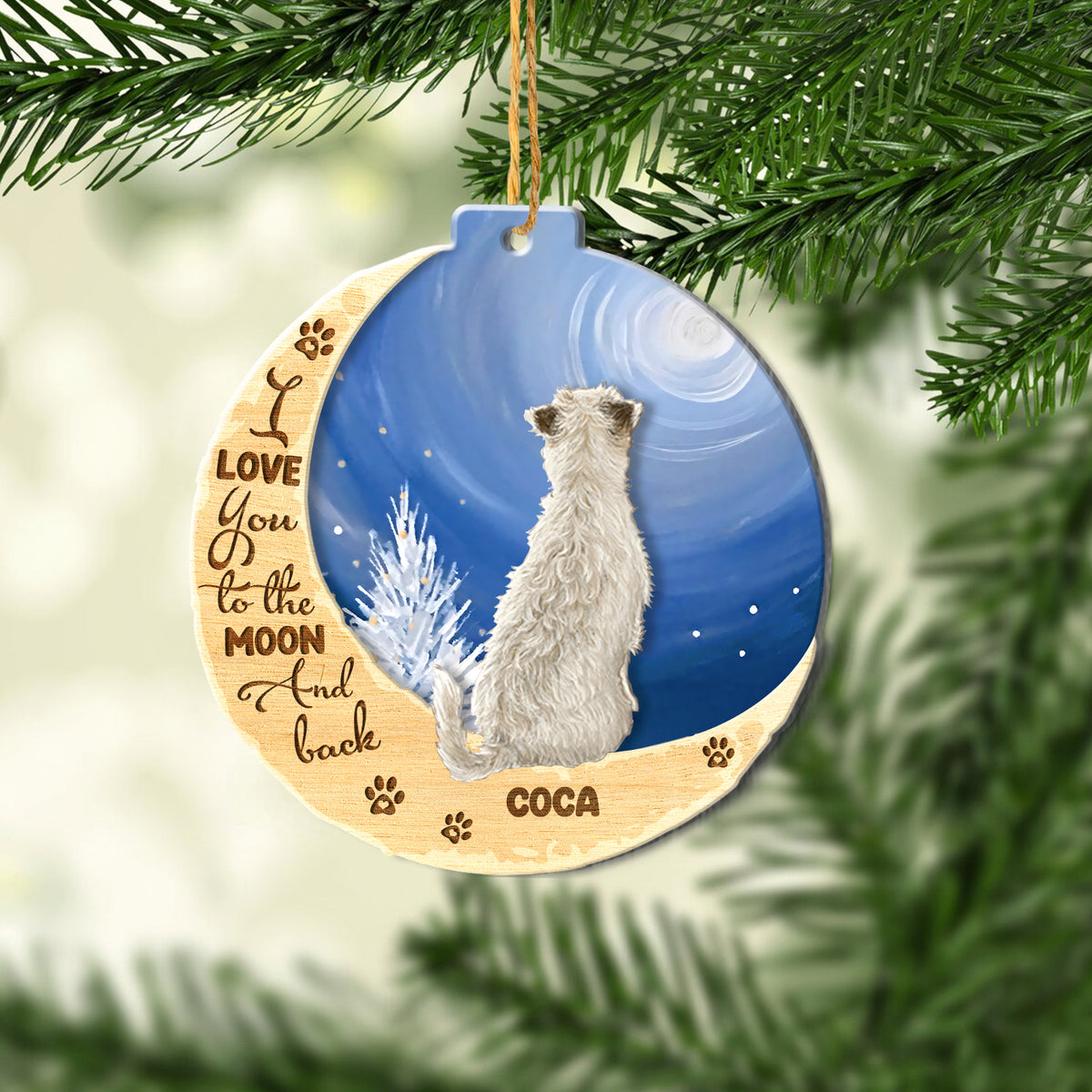Personalized Parson Russell Terrier On Moon Aluminum Ornament