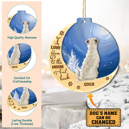 Personalized Parson Russell Terrier On Moon Aluminum Ornament