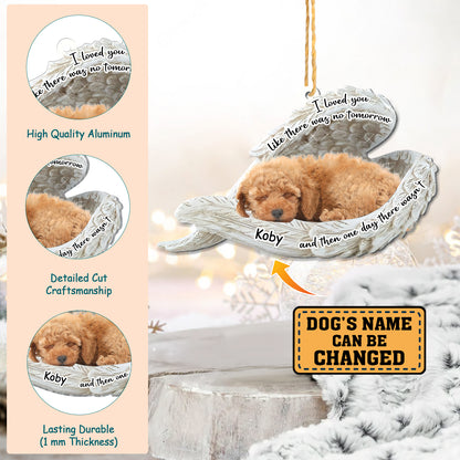 Personalized Poodle Sleeping Angel Memorial Aluminum Ornament