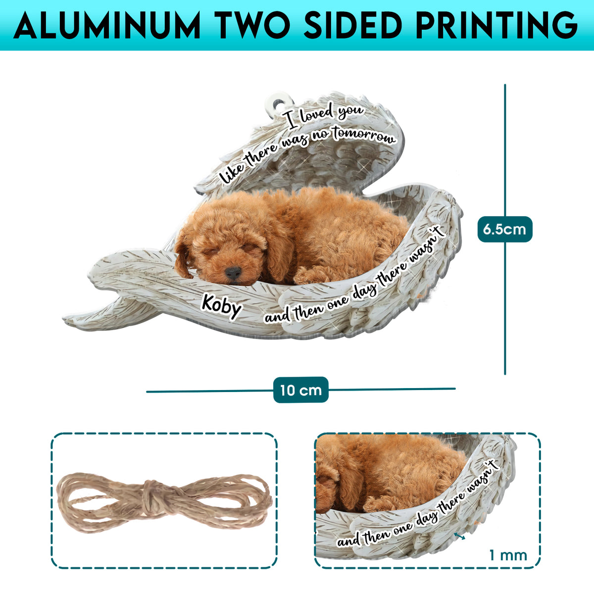 Personalized Poodle Sleeping Angel Memorial Aluminum Ornament