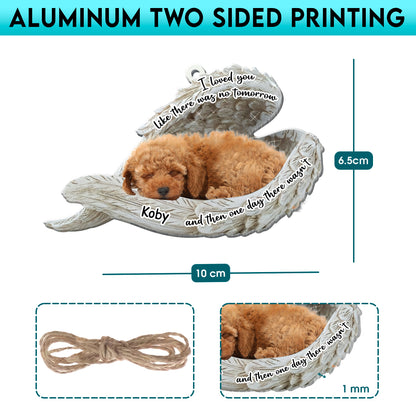 Personalized Poodle Sleeping Angel Memorial Aluminum Ornament