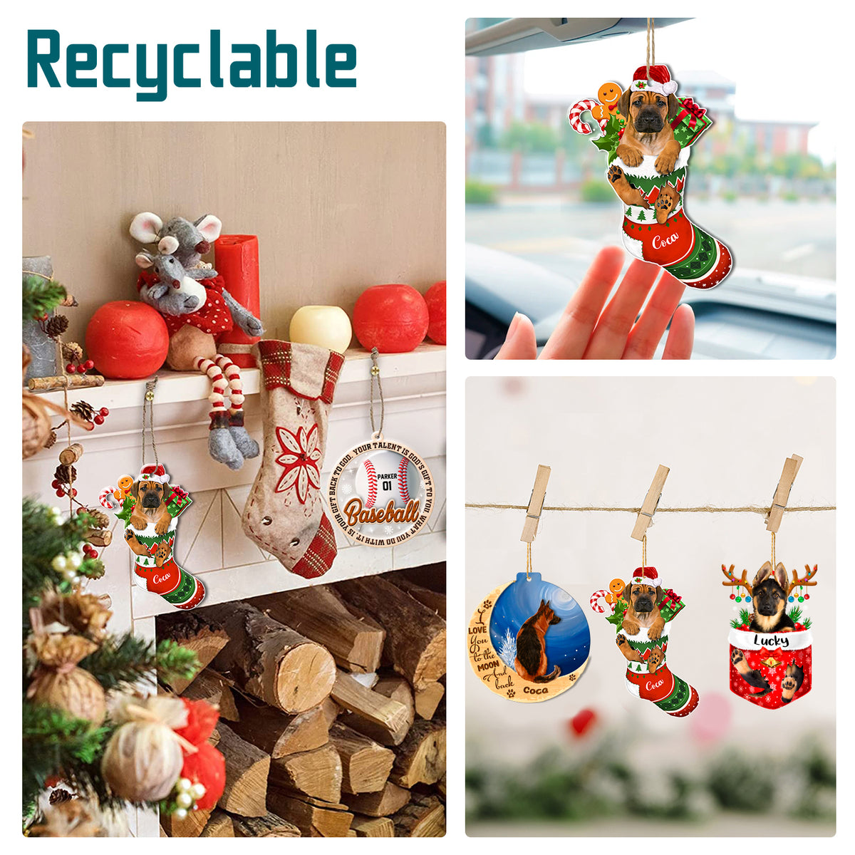 Personalized Rhodesian Ridgeback In Christmas Stocking Aluminum Ornament