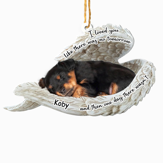 Personalized Rottweiler Sleeping Angel Memorial Aluminum Ornament