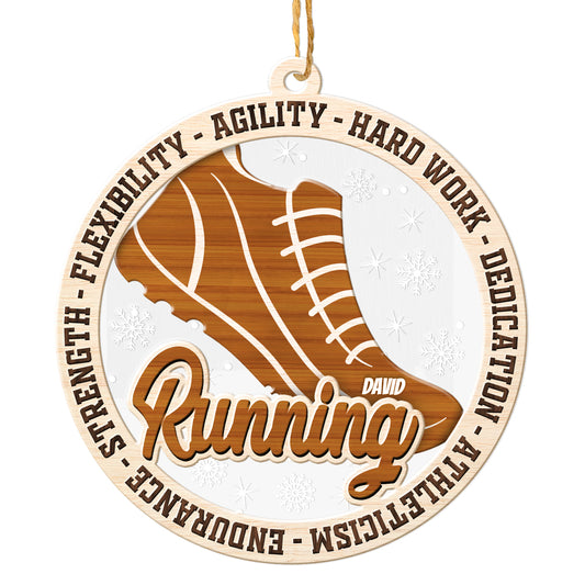 Personalized Running 2-Layer Wood & Acrylic Christmas Ornament